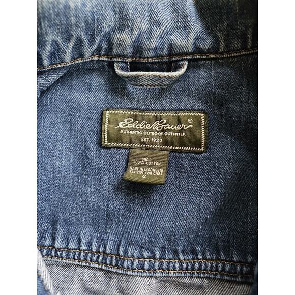 EDDIE BAUER WOMENS DARK BLUE JEAN DENIM JACKET SMALL 100% COTTON VTG - Picture 2 of 14